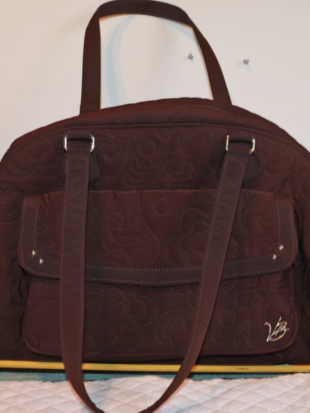 NWOT Vera Bradley  Espresso Brown Microfiber Diaper Bag Lined Shoulder Tote